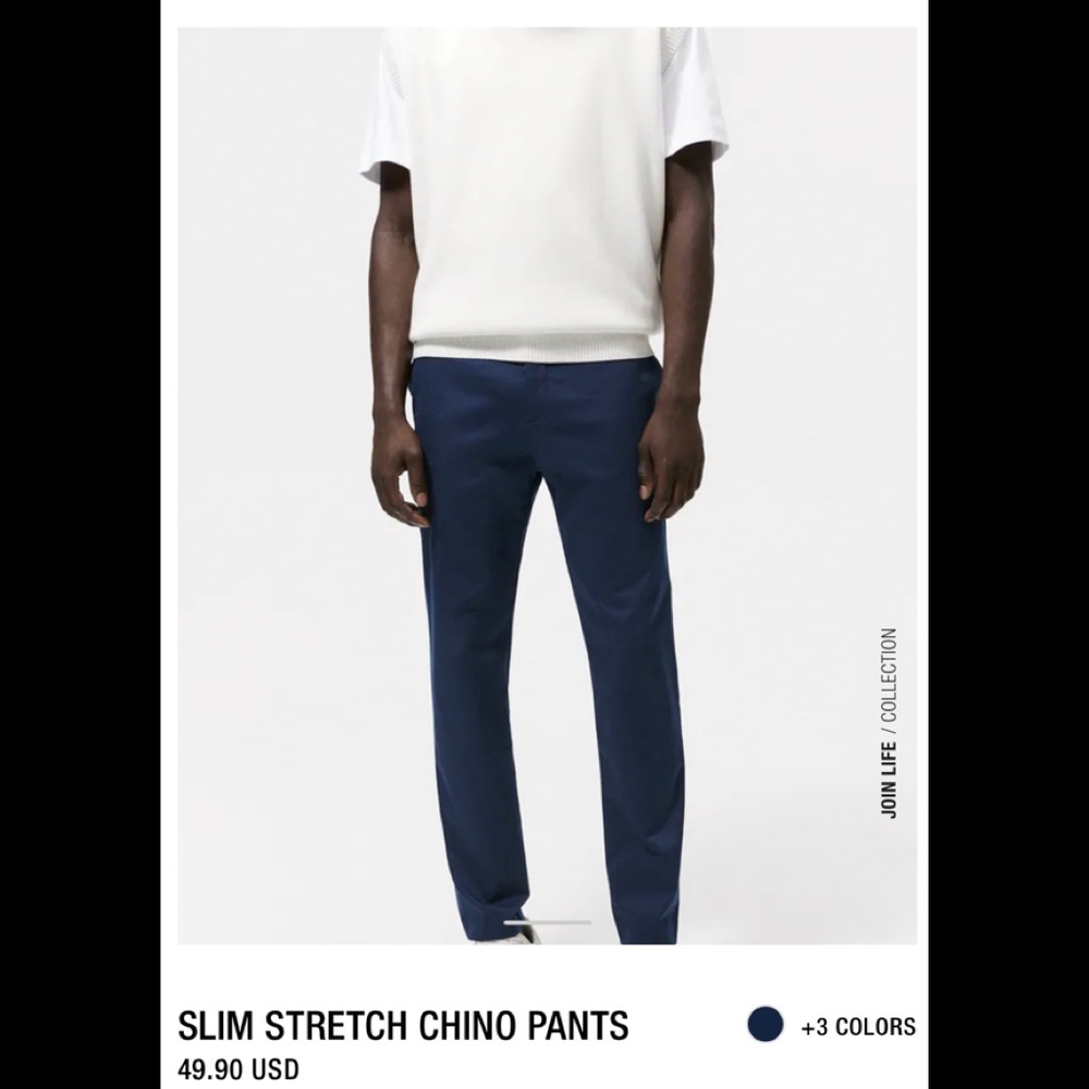 zara slim comfort bistretch Chino in blue 30/30